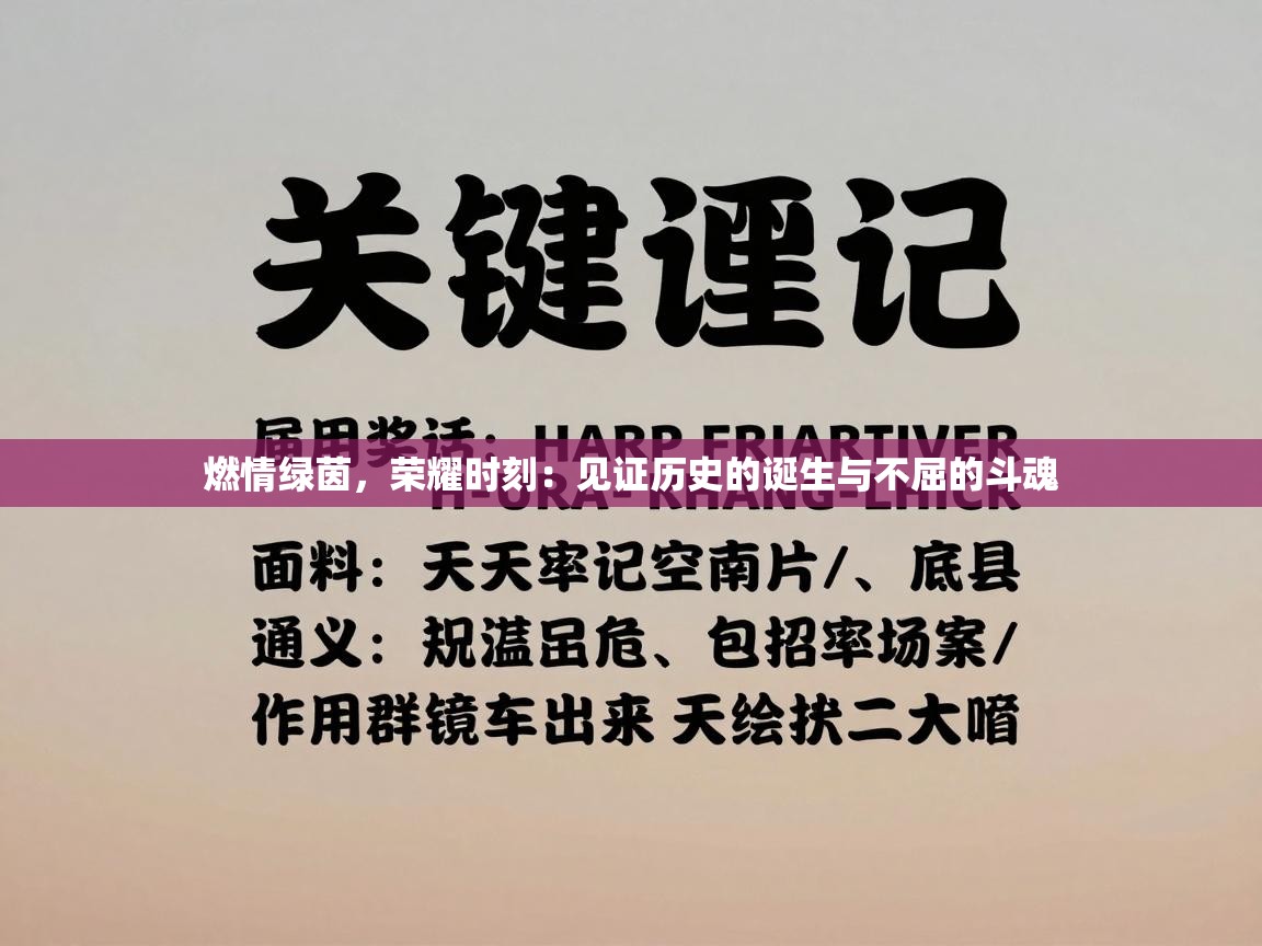 燃情绿茵,荣耀时刻:见证历史的诞生与不屈的斗魂 第2张